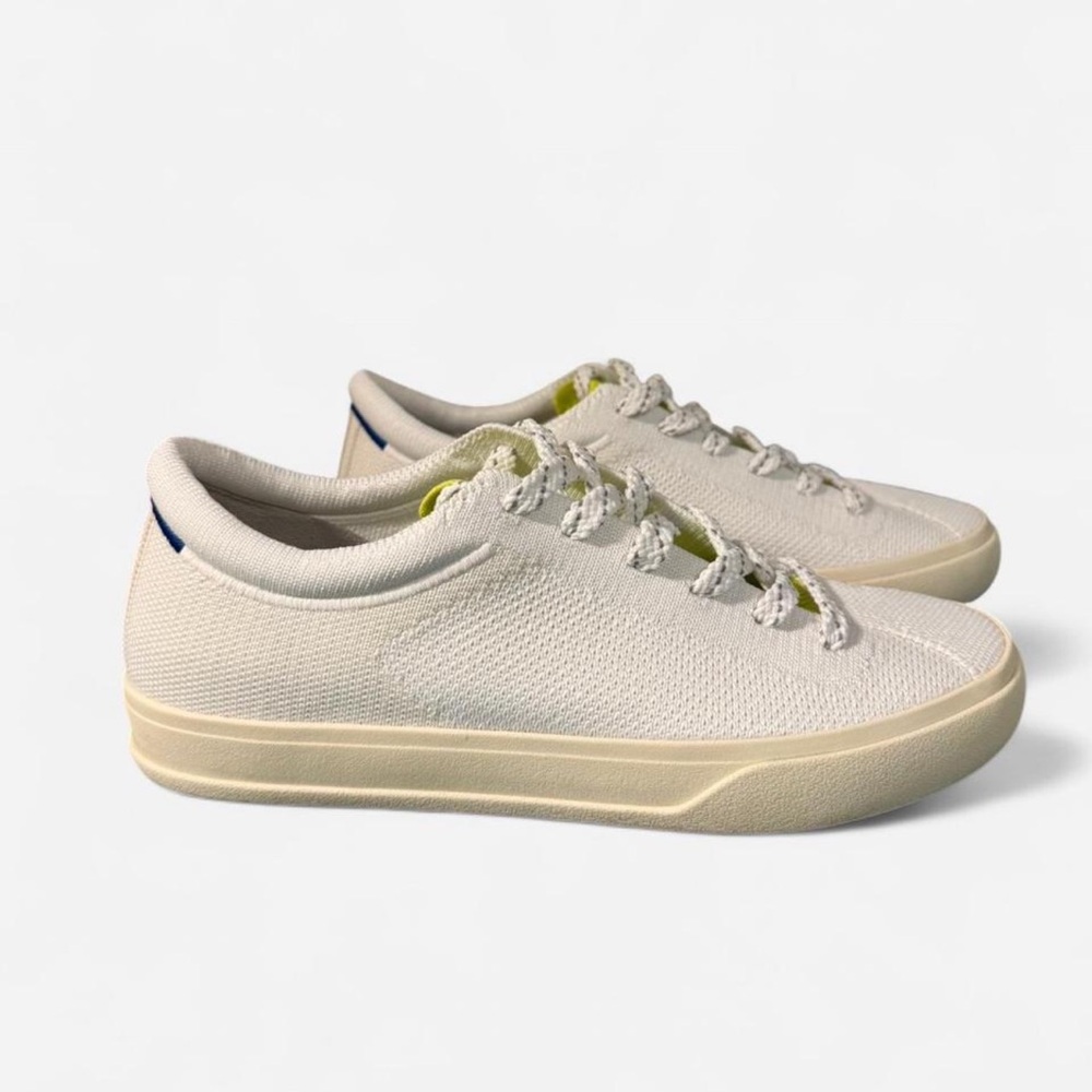 Like New Rothy's White Mesh Sneakers with Lime Color Tongue